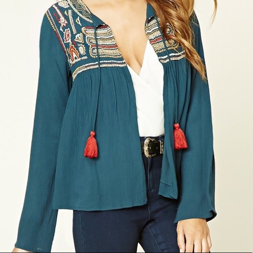tie front peasant blouse